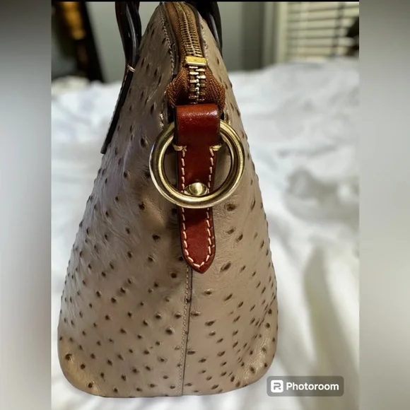DOONEY & BOURKE| Ostrich Celeste Satchel| Light Taupe - Picture 8 of 13